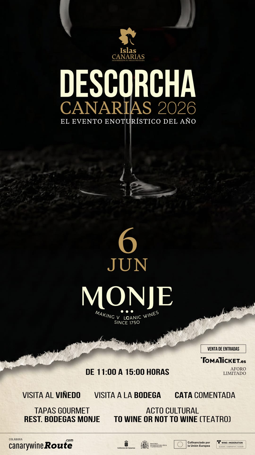 Descorcha Canarias 2026: vino, gastronomía y teatro en Bodegas Monje